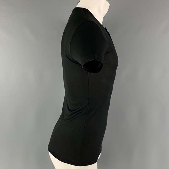 PRADA Black Ribbed Henley T-shirt - Picture 2 of 5